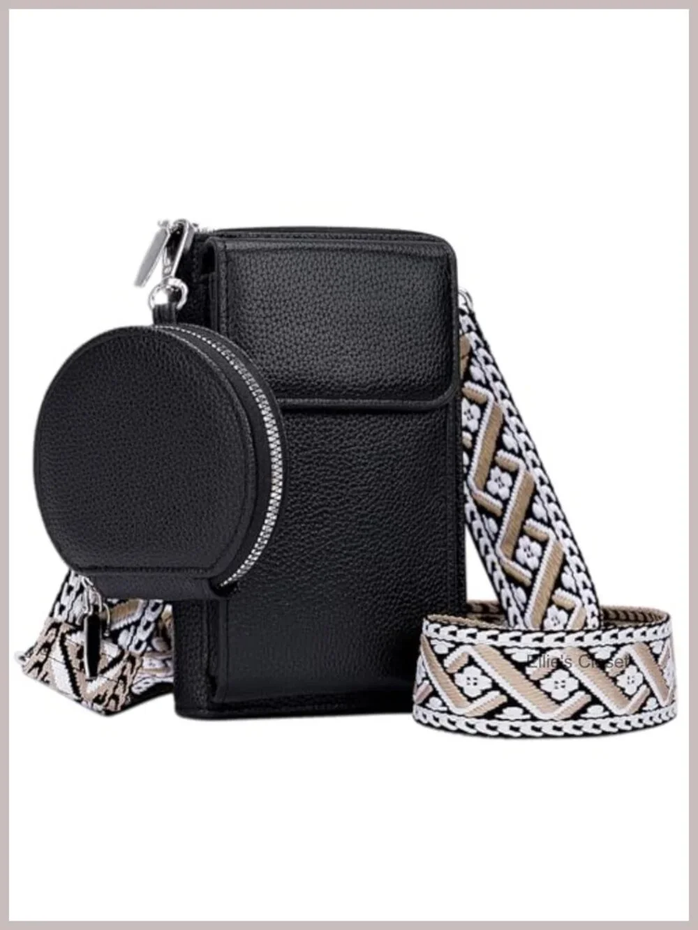 Vegan Leather Crossbody Bag for Women with Detachable Coin Pouch - Cell Phone